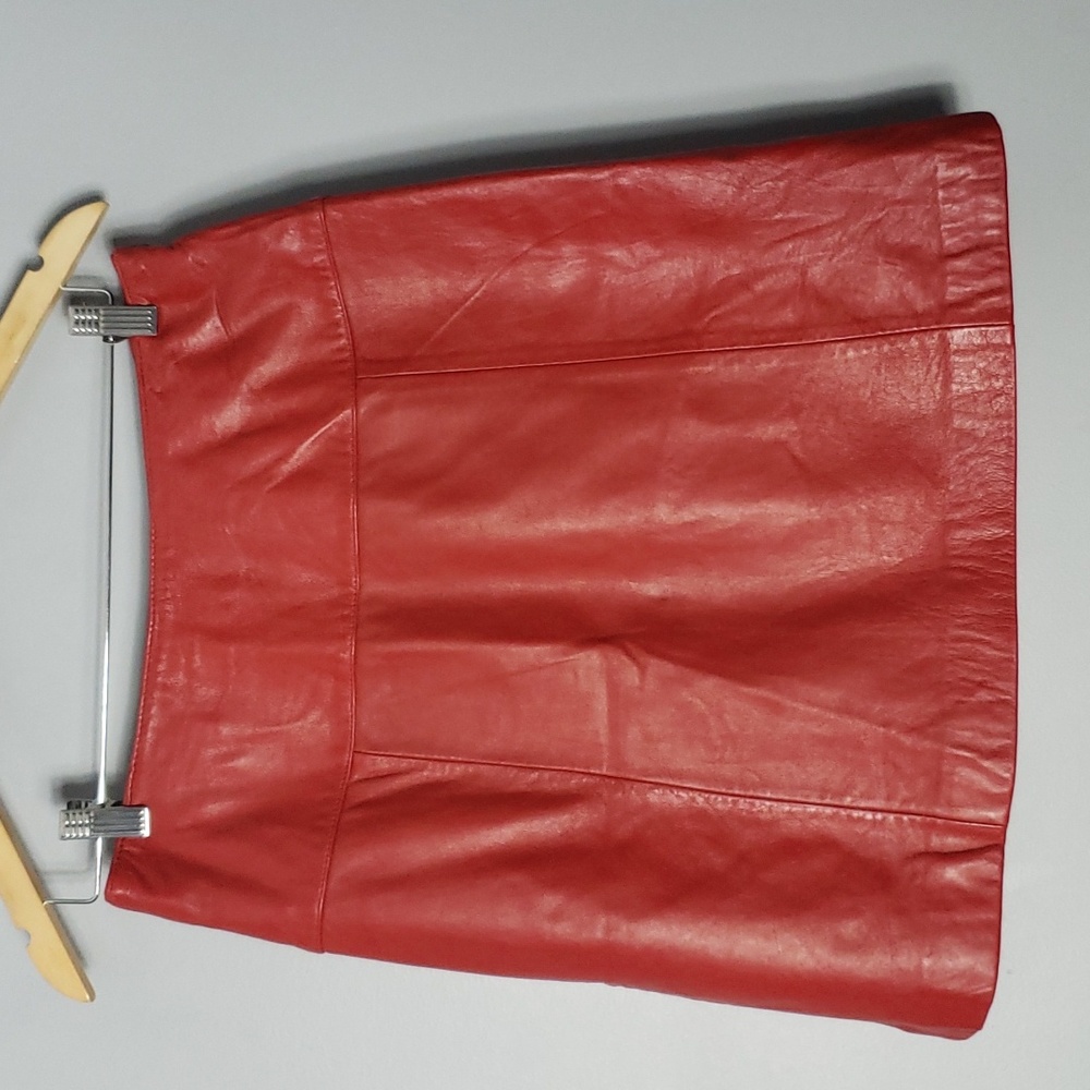 Lambskin Leather Skirt Red 90s Vintage Biker Edgy Retro Classic
